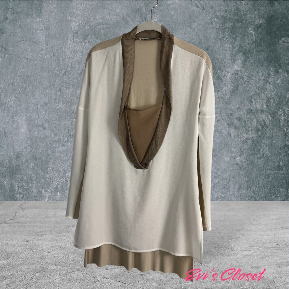 ZARA Top Women's Size S  Shawl Type Collar Long Sleeve